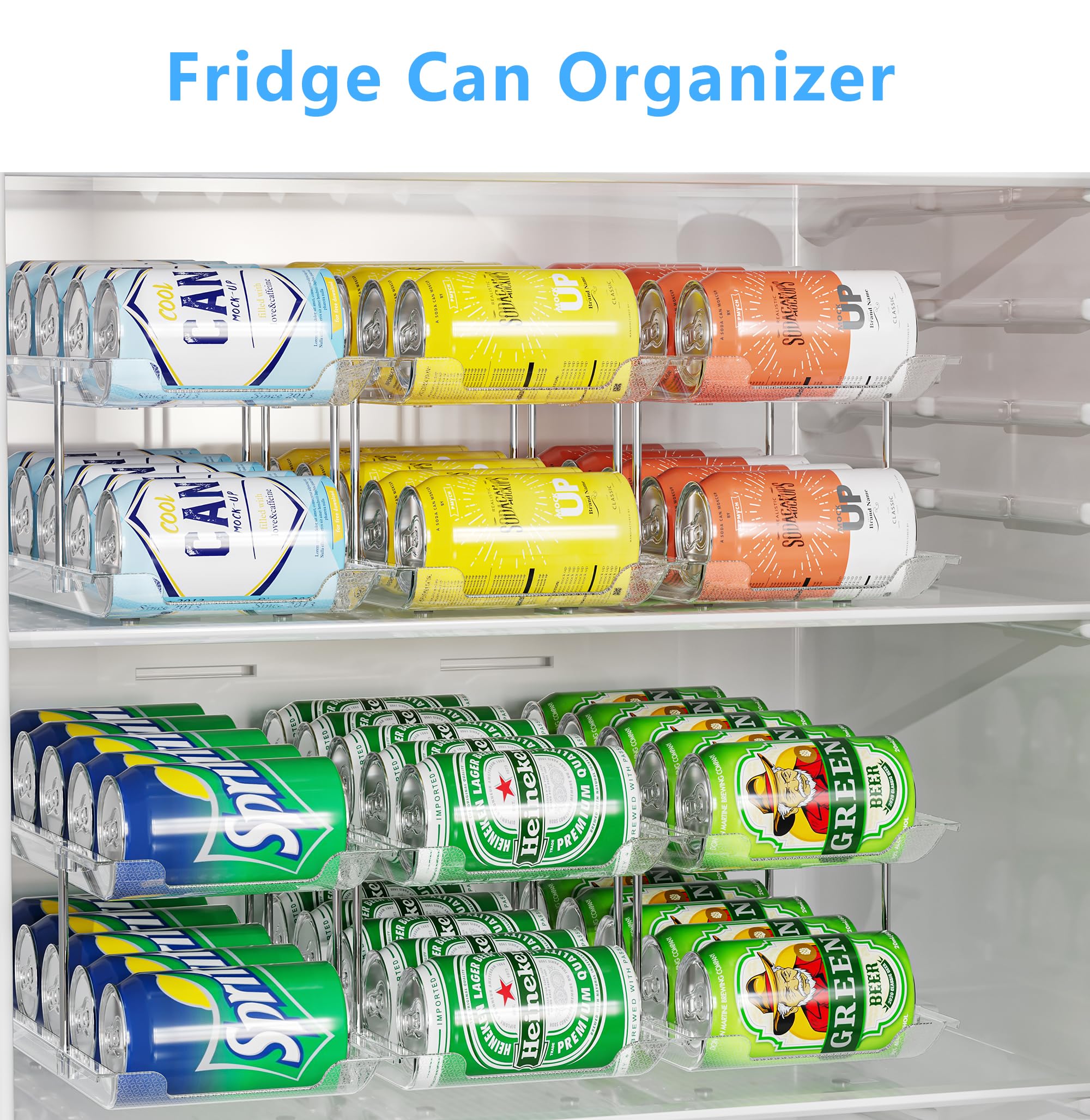 Konservendose Organizer für Schrank, automatisches Rollen und verstellbare Höhe und Breite, CLear 3 Etagen Suppendose Organizer hält bis zu 36 Dosen für Küchenschrank oder Kühlschrank