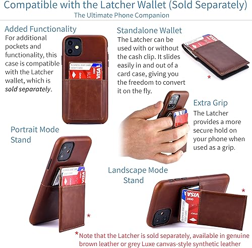 Miniatura 5 de Dockem Funda para iPhone 11 (6.1 "): Funda delgada de piel auténtica con placa metálica incorporada para montaje magnético: Virtuosa M1 [marrón]