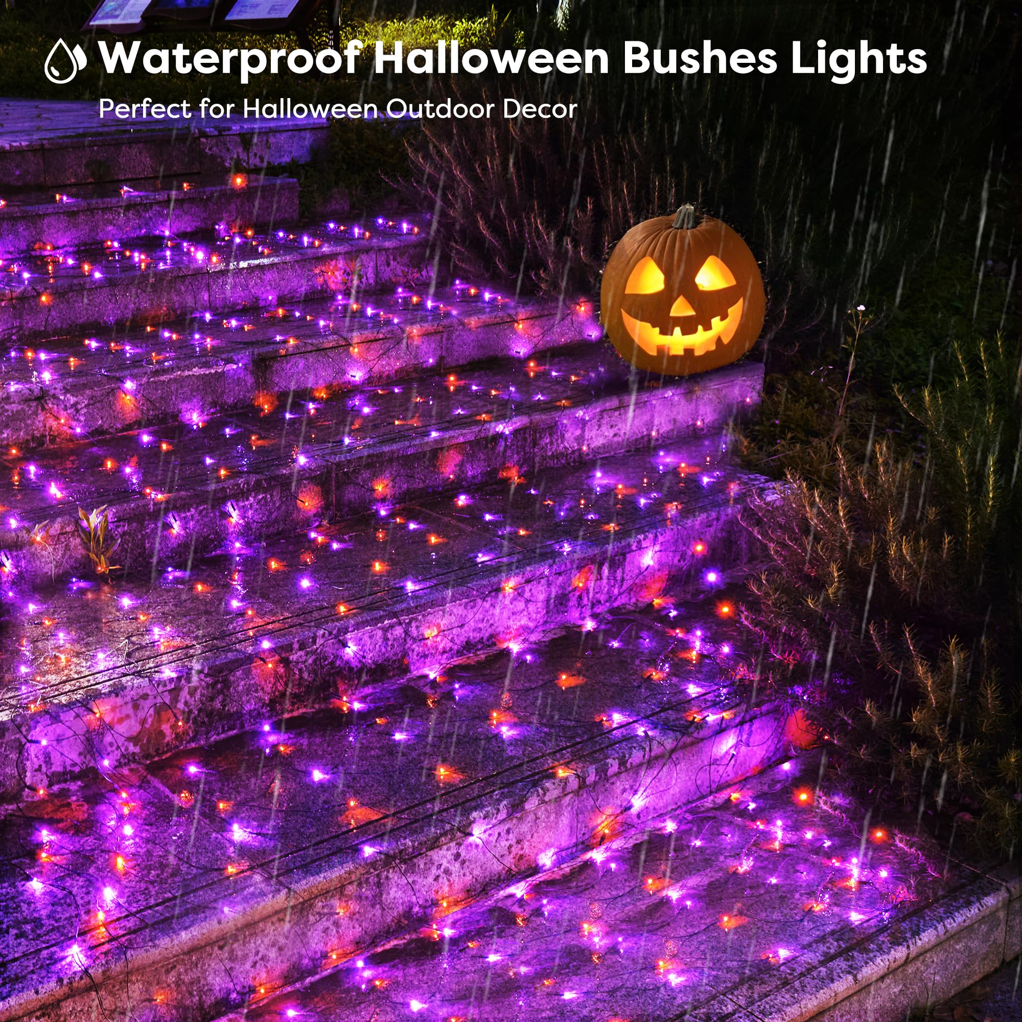 BlcTec Halloween Lights Outdoor 200 LED 8.4ft x 5.2ft Orange