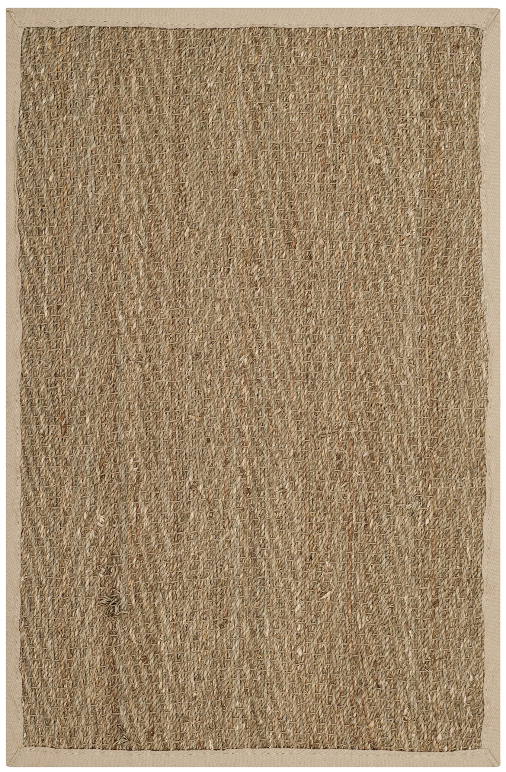 SAFAVIEH Natural Fiber Collection Area Rug - 2'3" x 4', Natural & Ivory, Seagrass, Herringbone Pattern with Border (NF115J)