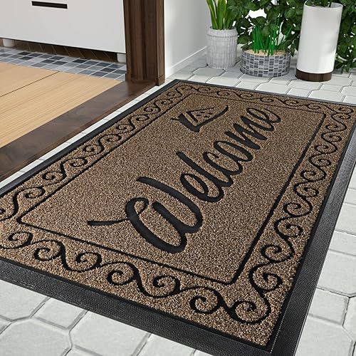 Miniatura 2 de Yimobra Tapete de bienvenida para puerta delantera, resistente, fácil de limpiar, para interiores y exteriores, impermeable, de secado rápido, para