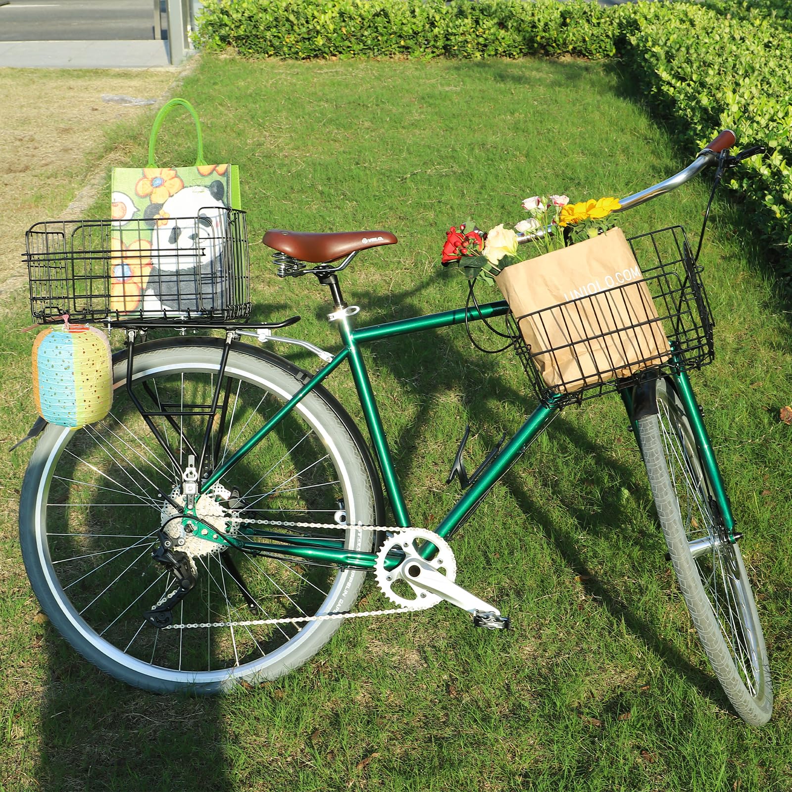 Cestino posteriore pieghevole per bicicletta, resistente, in acciaio al carbonio, capacità 20 kg, universale, adatto per la maggior parte dei portabici posteriori (cestino con rete di carico