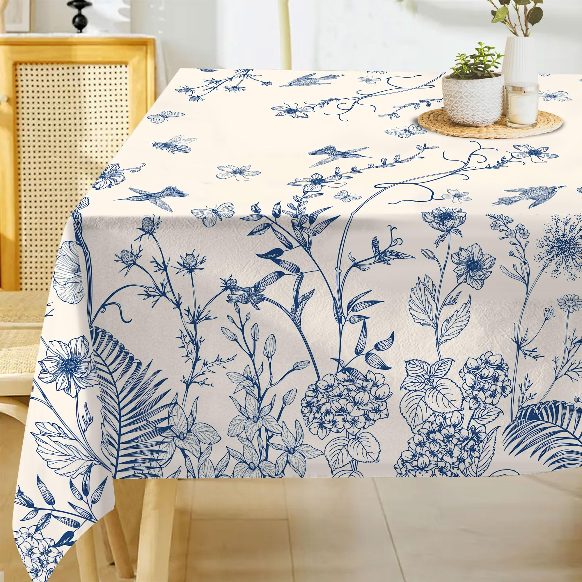 Amazon.co.jp: 六角形の花柄テーブルクロス 54x54インチ 正方形 サマー