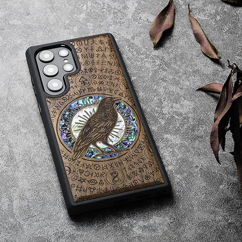 Miniatura 3 de Carveit Funda de madera para Samsung Galaxy S22 Ultra grabado de madera e incrustaciones de carcasa Funda de madera compatible con cargadores