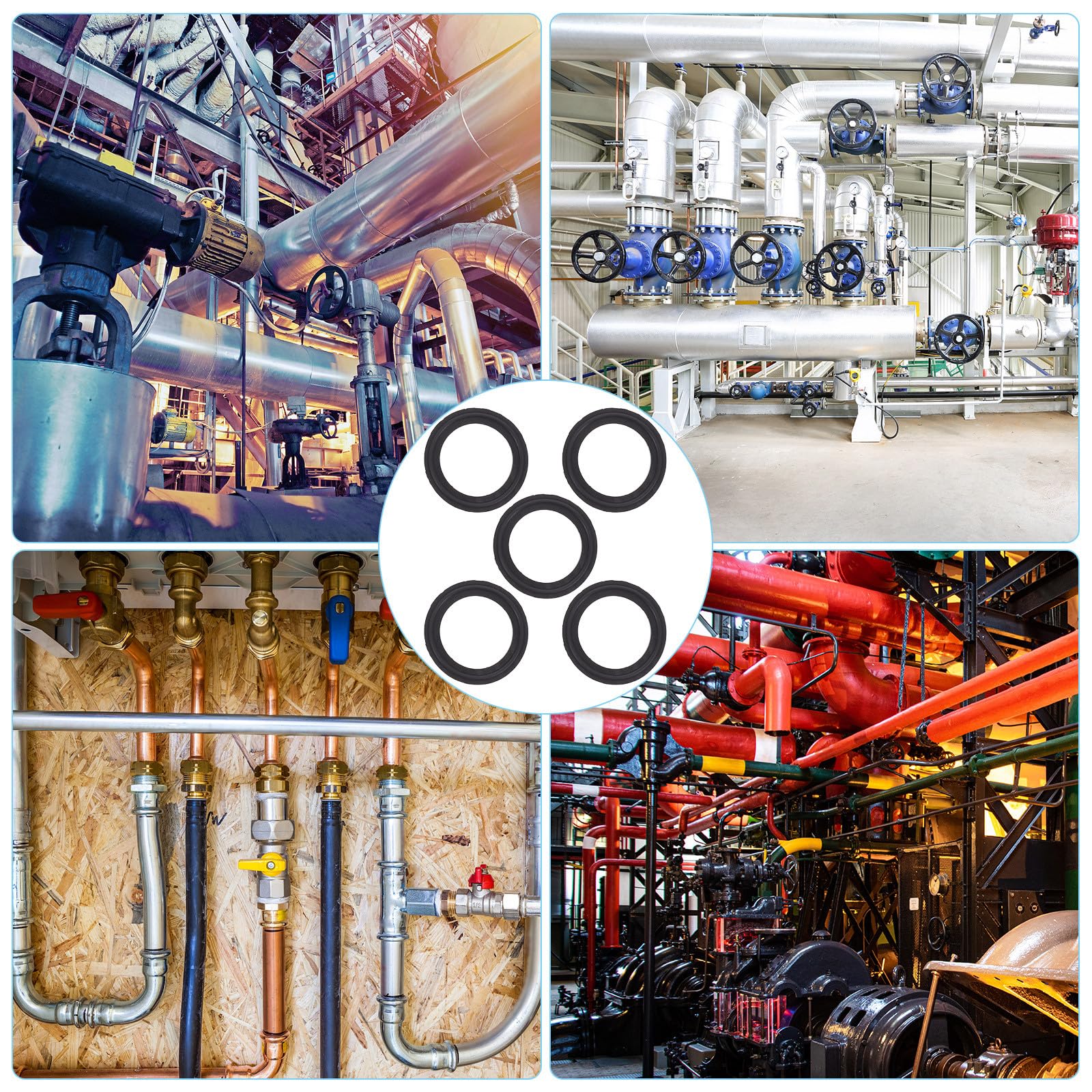 SHINEOFI Guarnizione Tri-Clamp in Gomma Fluorurata 5 Pezzi Anello di Tenuta per Raccordi a Morsetto da 2 Pollici o-Ring Flessibile Resistente a Gas e Acidi per Uso Alimentare Birra e
