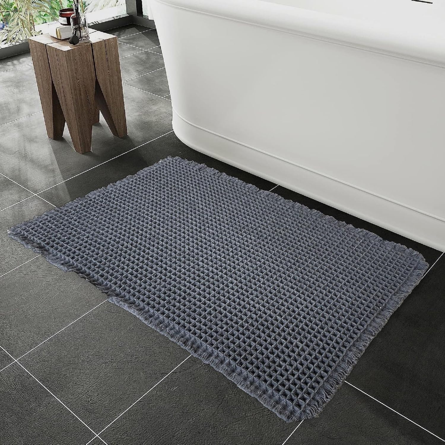 SHIMOH Waffle Bath Mat, Super Absorbent NonSlip Bath Mats for Bathroom Floor