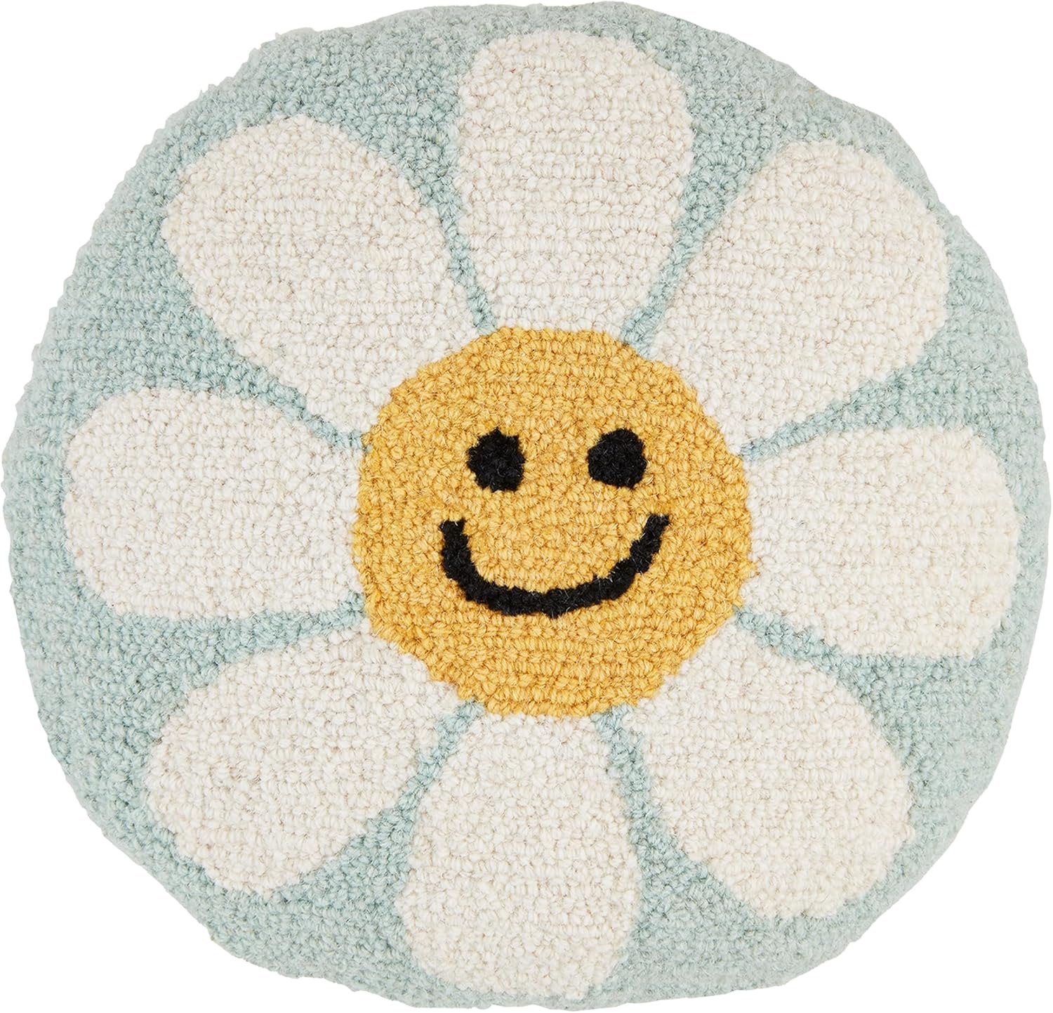 Mud PieFlower Hook Wool Pillow; 14" Dia