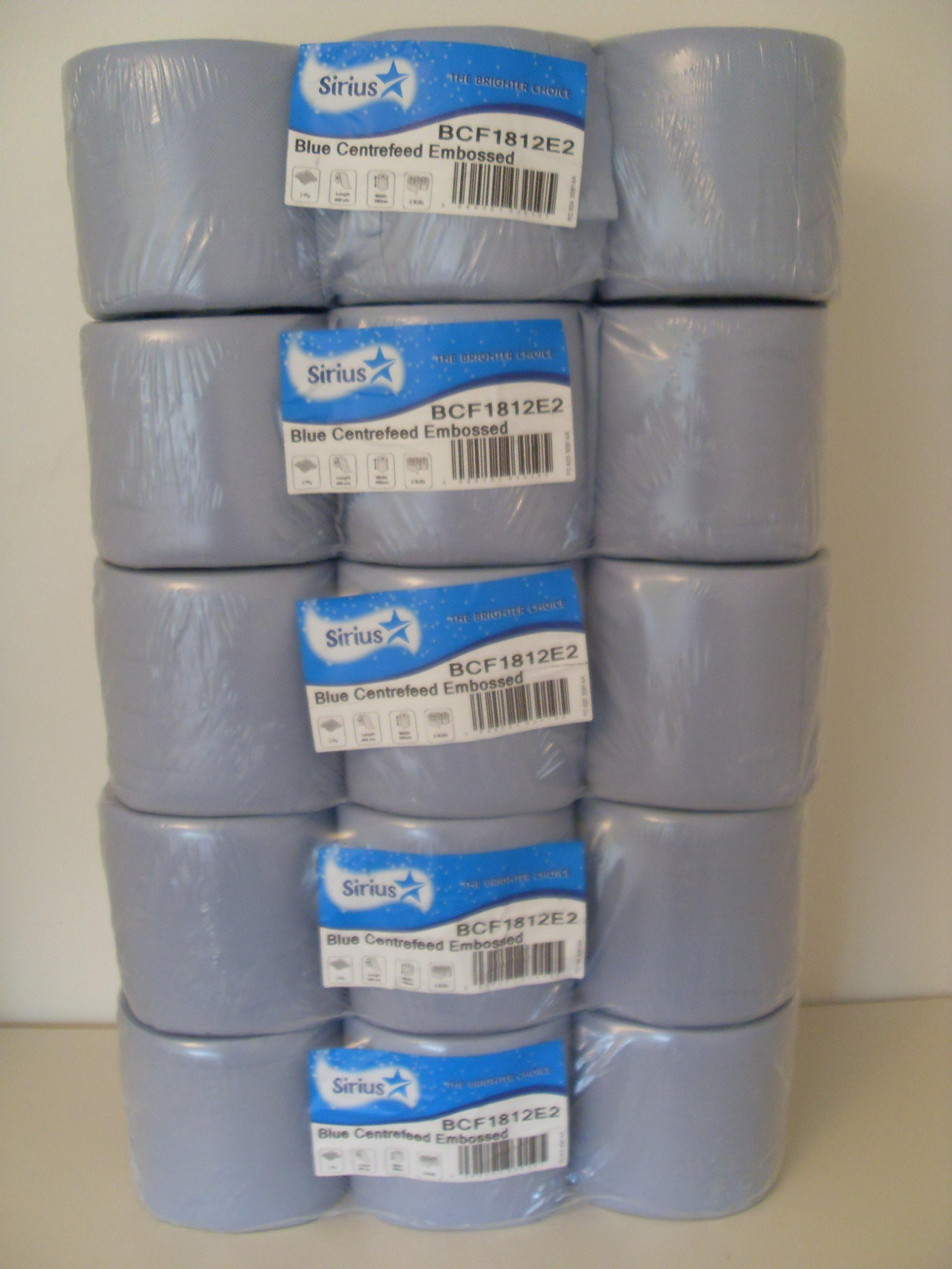 30 Eco Centrefeed Rolls 2ply Blue Embossed 400 sheets per roll 5 X 6 PACKS