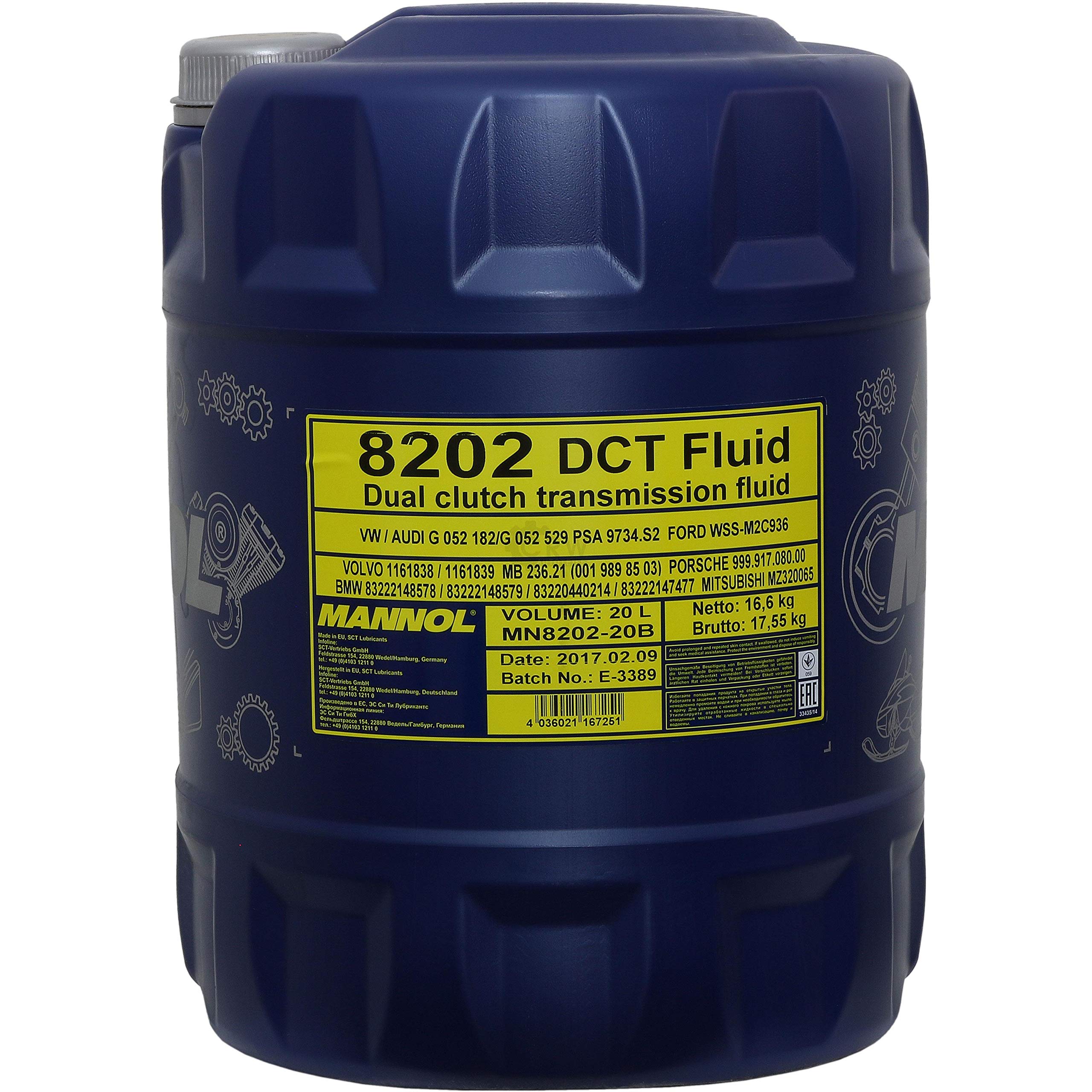 Mannol 8202 DCT Fluid Gear Oil Huile de transmission avec robinet 20 l