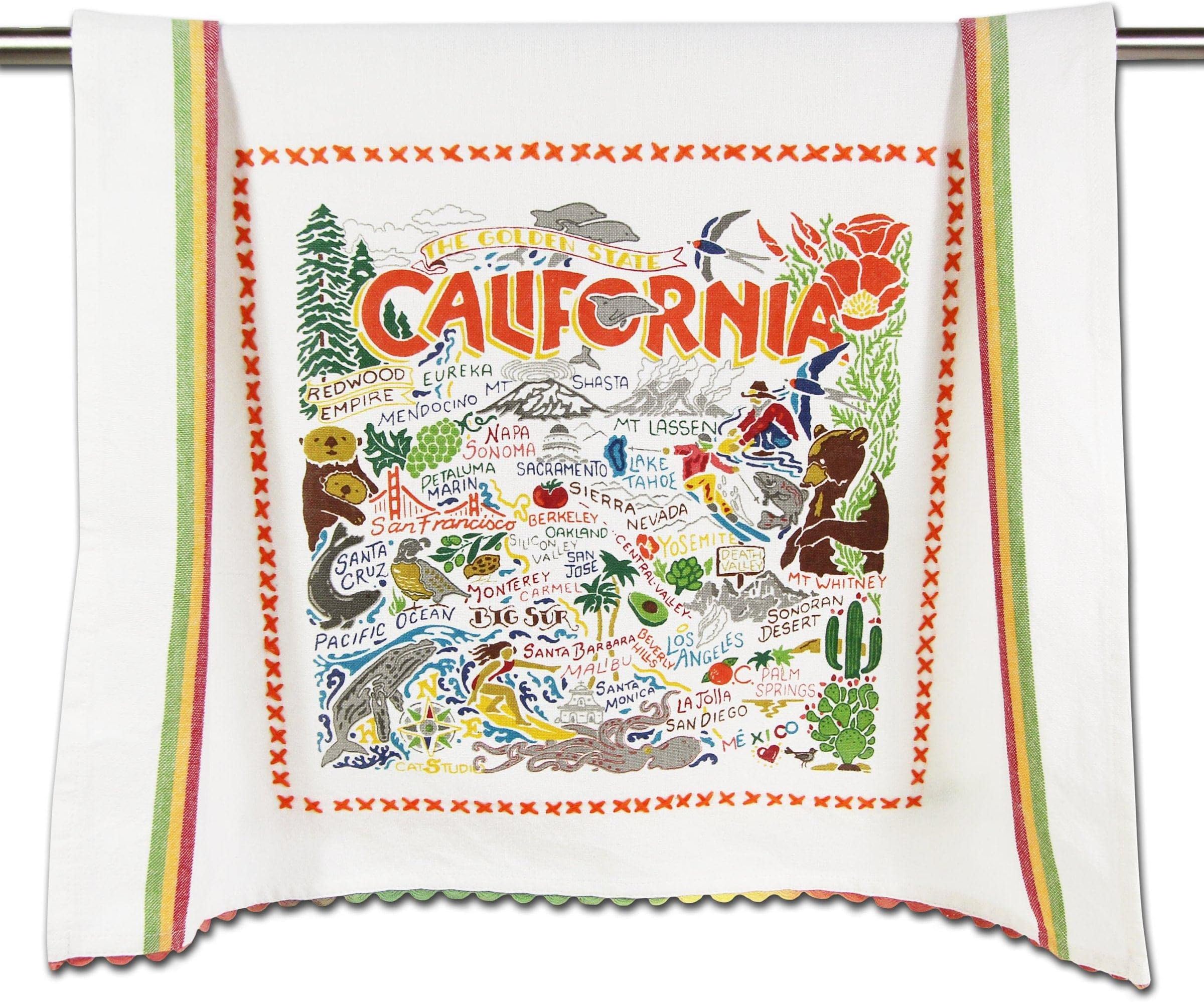 Catstudio California Dish Towel - U.S. State Souvenir Kitchen and Hand Towel, Perfect Tea Towels for California Lovers, Travel Souvenir, Housewarming Gifts, Couple Gifts