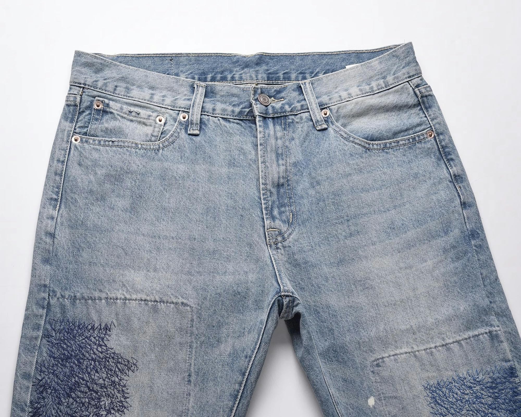 Pantaloni da Uomo Street Jeans Patchwork-Blu-XXL