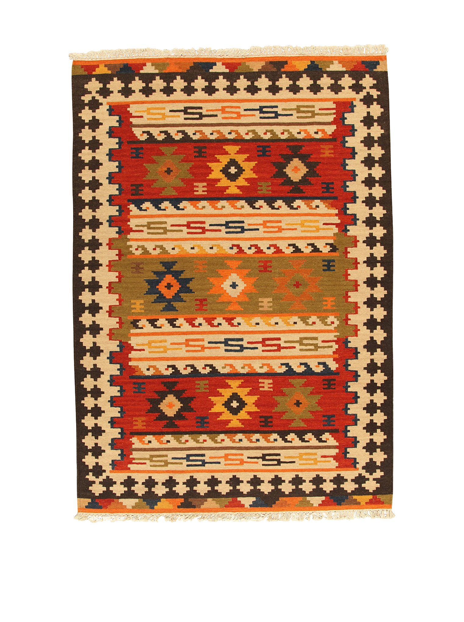 Kilim Carpets by Jalal, Tappeto Kilim Sivas 2 140 X 200 cm Rosso/Multicolore