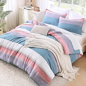 Litanika Twin XL Comforter Set Pink Purple Blue - 2 Pieces Sea Salt Twin Extra Long Size Lightweight Bedding Set, All Season Down Alternative Comforter