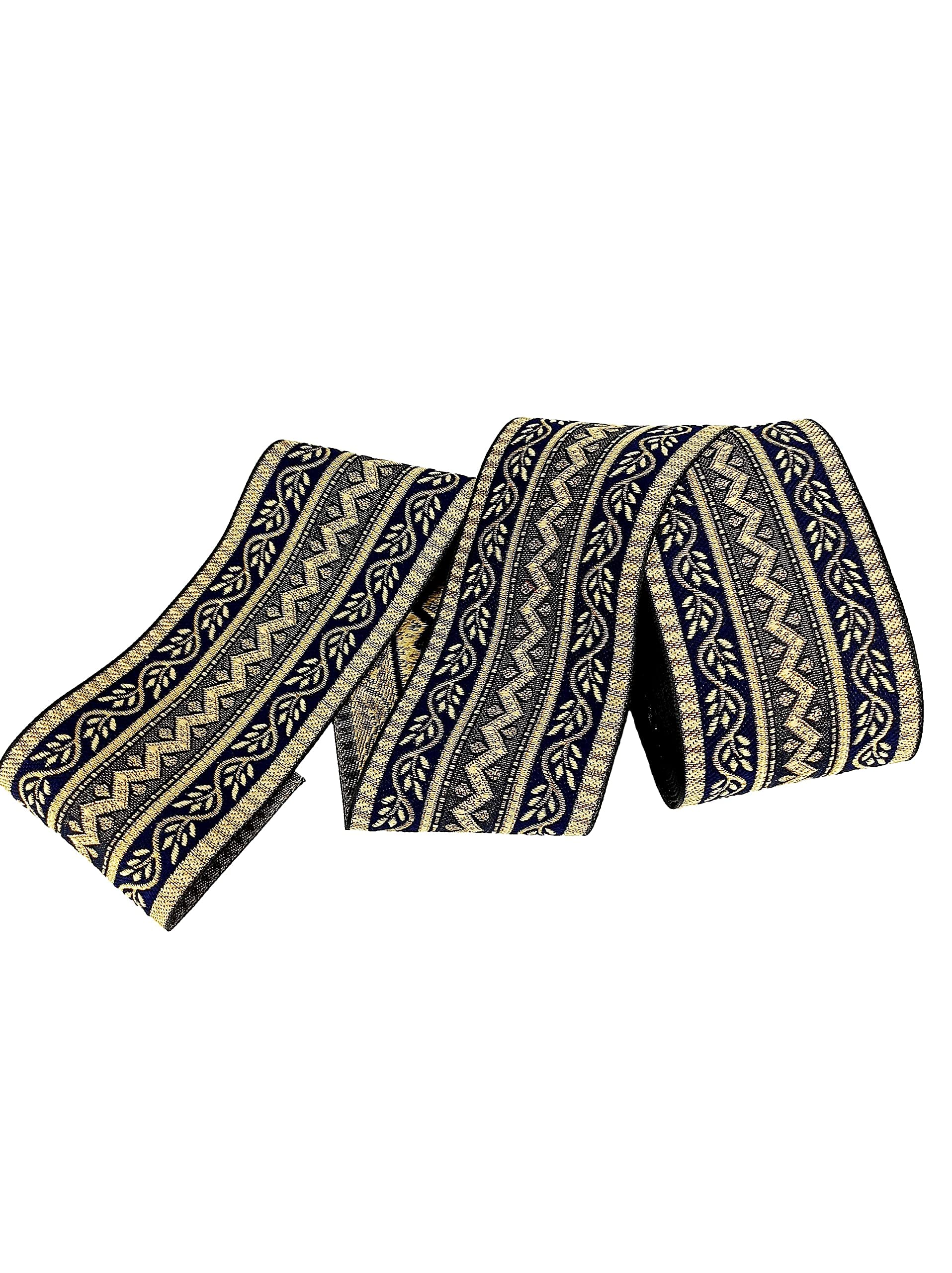 Borde de encaje para carrete de cataratas de sari, tejido jacquard, diseño pesado, trabajo para sari, Kurti, vestidos, bandhani, lehenga, cinta decorativa (2.95 pulgadas de ancho) (6 metros,
