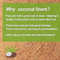Vista 3 de TigeJoy 2 forros de fibra de coco de 24 pulgadas, repuesto de fibra de coco 100% natural gruesa para ventanas, cubiertas, macetas, flores