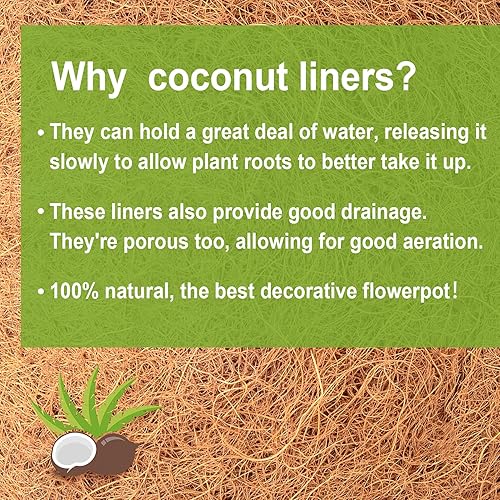 Miniatura 3 de TigeJoy 2 forros de fibra de coco de 24 pulgadas, repuesto de fibra de coco 100% natural gruesa para ventanas, cubiertas, macetas, flores