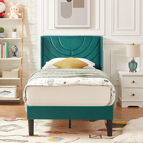 Miniatura 47 de VECELO Base de cama tapizada tamaño Queen con cabecera de tela, soporte de listones de madera, no necesita somier, base de colchón, fácil montaje,