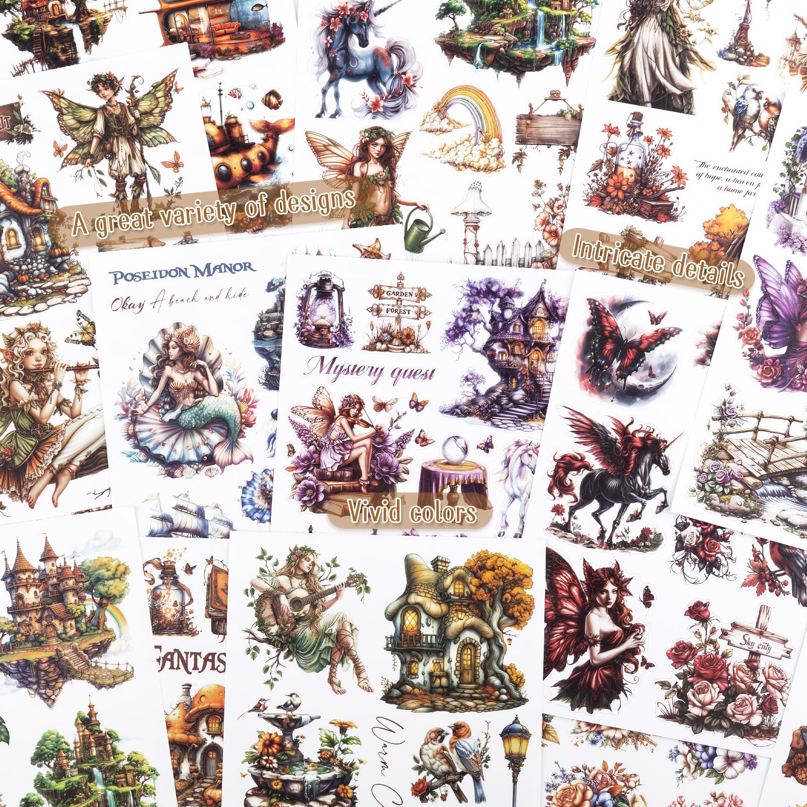 Dizdkizd Wstępnie wycięta naklejka z rdzeniem domku do dziennika, elf wróżka PET i materiały papierowe vintage efemeryda kolaż książka, śliczne Bullet Journal kalkomanie artykuły do scrapbookingu