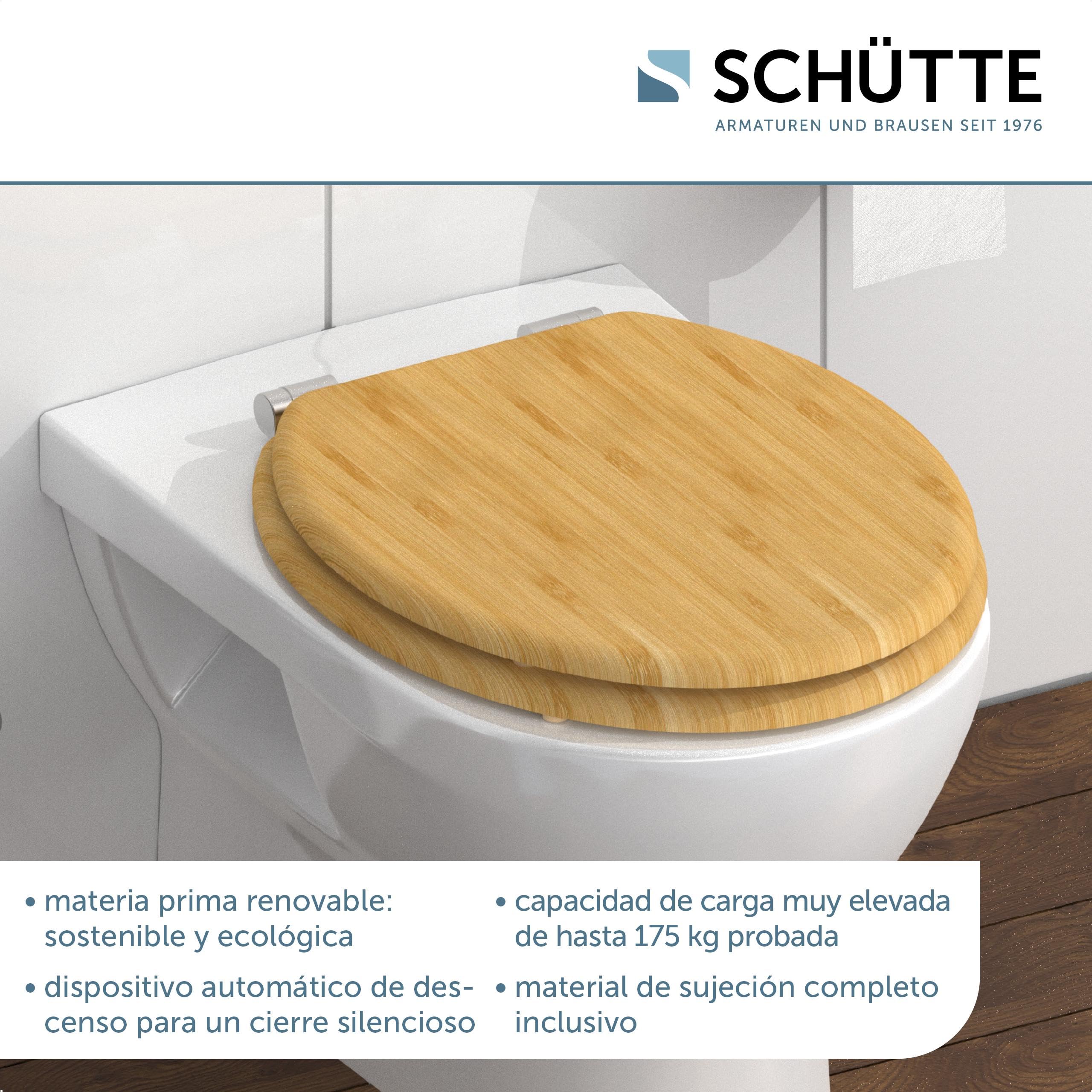 Schütte 81101-A - Asiento de inodoro con tapa de madera maciza de bambú (150 kg)