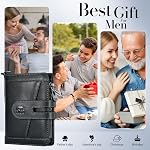 furid Genuine Leather Chain Wallet: Chain Wallet with Bifold Zipper Coin Pocket - RFID Mens Wallet with Anti-Theft Chain - Leather Card Holder - Gifts for Father on Father's Day