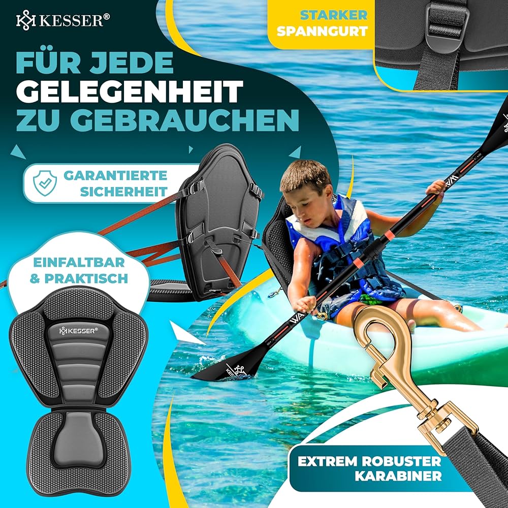 Pagaie SUP Carbone KESSER 3 Parties Réglable 165-215cm - 700g - Pour Paddle, Kayak, Canoë - Lame PP Ergonomique