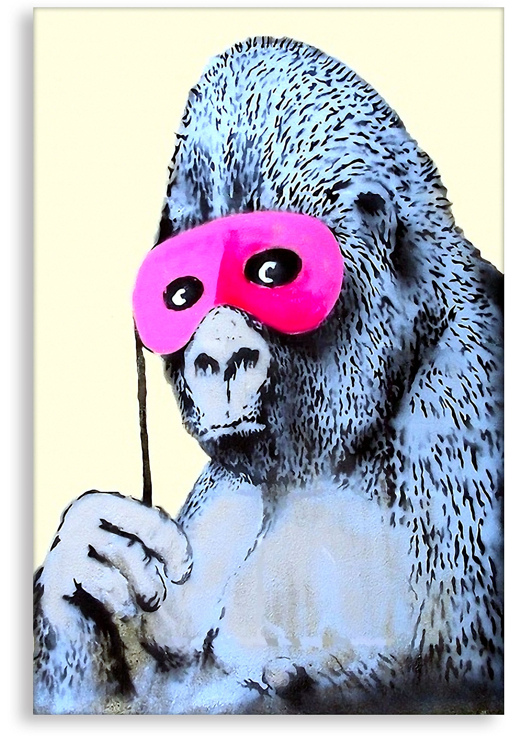 限定特殊マット額装品/バンクシー Gorilla in a Pink Mask Banksy Gorilla with Pink Mask Street Art for Sale Original