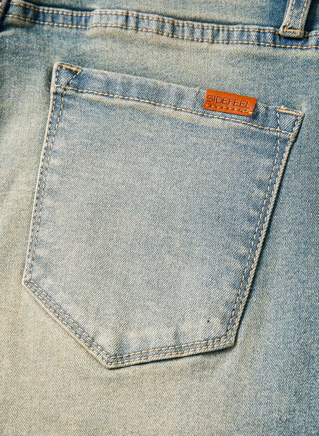 Sidefeel Women's Wide Leg Jeans High Waisted Stretchy Capri Pants - Image 8