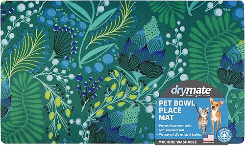 Miniatura 173 de Drymate Mantel individual con tazón para mascotas, tapete de alimentación de alimentos para perros y gatos, tela absorbente, respaldo impermeable