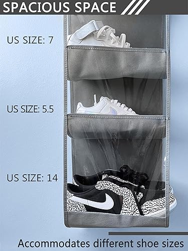 Miniatura 3 de Zapatero colgante, bolsillo grande, organizador de zapatos colgante para armario, ahorro de espacio, 1 paquete, gris