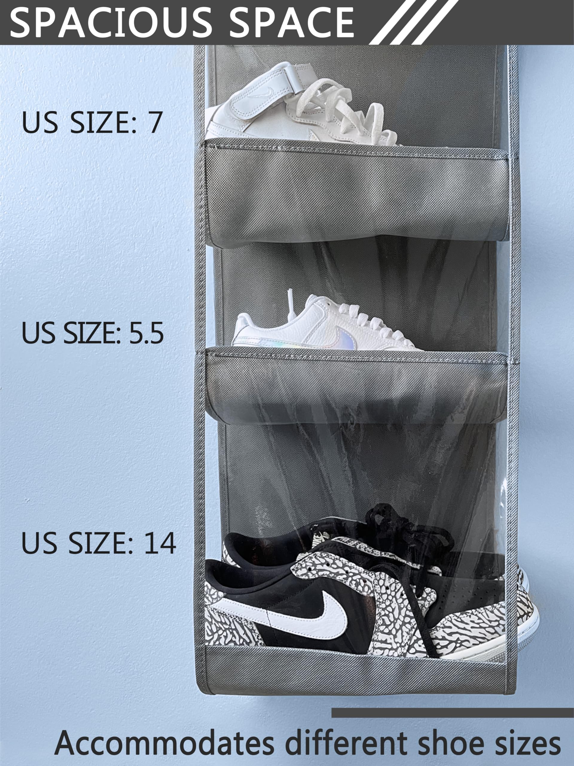 Zebricolo 12-Section Hanging Closet Organizer - Grey/Black Storage For Clothes & Accessories - View #5