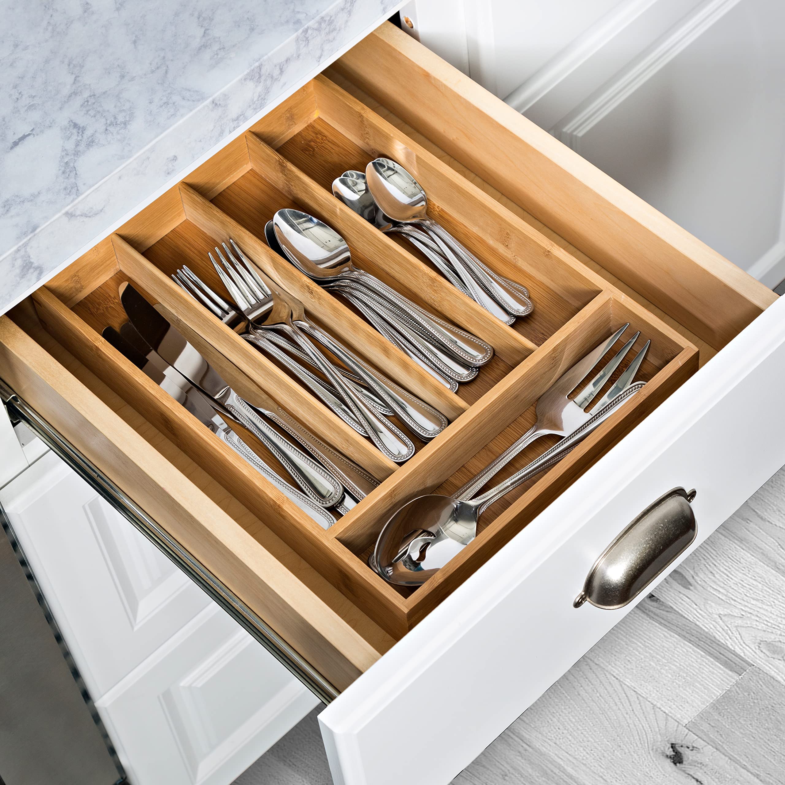 Honey-Can-Do Bamboo Silverware Drawer Organizer KCH-07643 Natural