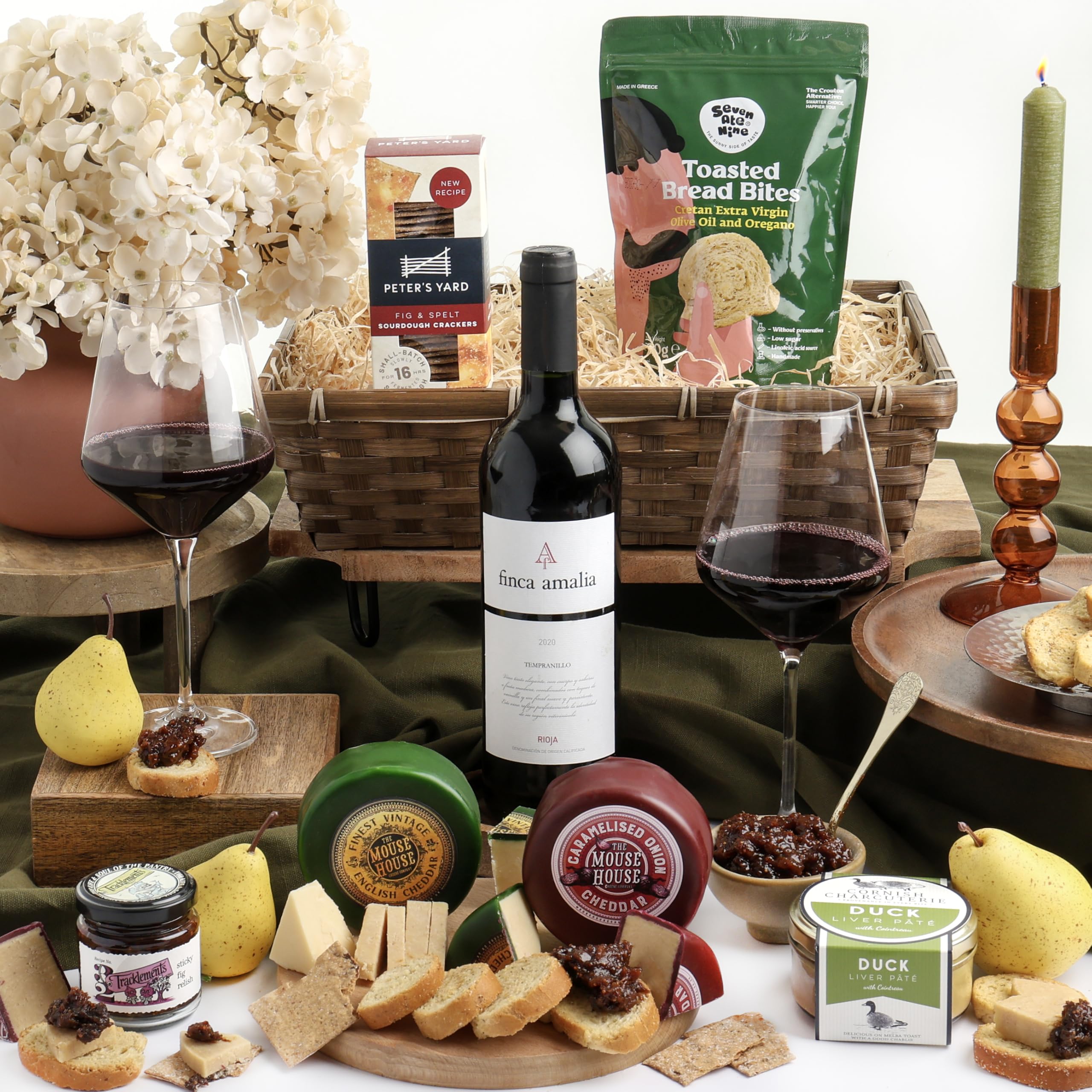 Wine and Cheese Hamper | Cheese & Wine Hamper Gifts for Women & Men | Finca Amalia Red Wine, Luxury Cheese Assortment & Pâté | Mothers Day, Fathers Day, Birthdays & Christmas, by Clearwater Hampers