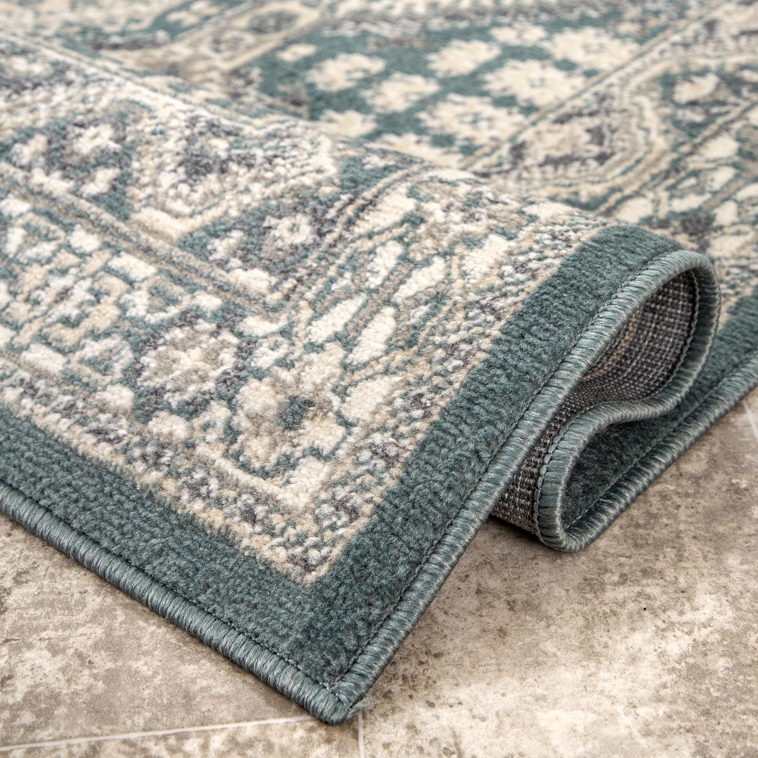Snapklik.com : 6 Square Becca Traditional Tiled Area Rug, Becca Blue ...