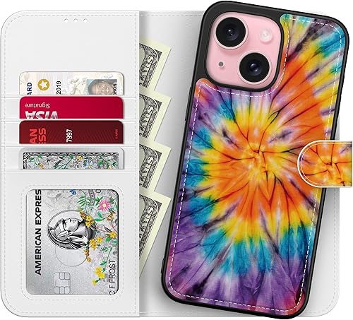 Miniatura 26 de Funda tipo cartera para iPhone 14 Pro Max, funda desmontable con tapa y bloqueo RFID, 4 ranuras para tarjetas, funda de piel sintética de alta