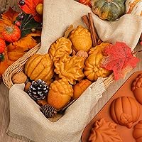Vista 3 de Webake Moldes de silicona de otoño para tartas de cosecha, molde 3D de hoja de arce y bellota para golosinas de otoño, Halloween, Acción de Gracias
