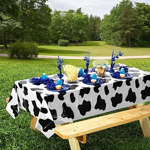 Miniatura 4 de Bedwina Mantel con estampado de vaca (paquete de 3) manteles de 54 x 72 pulgadas para fiestas temáticas de animales de granja, suministros para