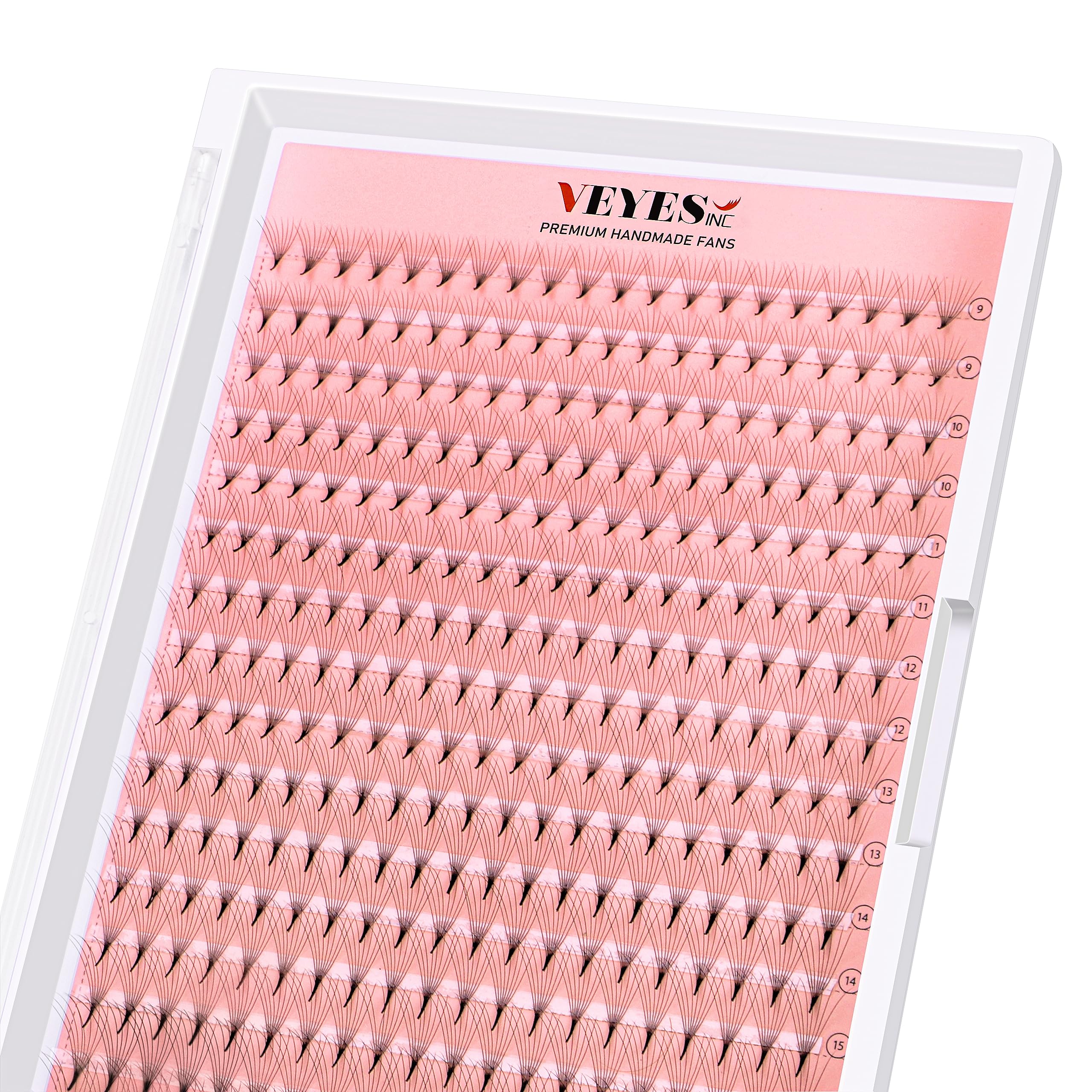 VEYESPremade Fans Eyelash Extension 8D 0.07 C Curl 9-16mm Mixed Length Tray, Matte Black Russian Volume Lashes, Professional Supplies for Lash Techs