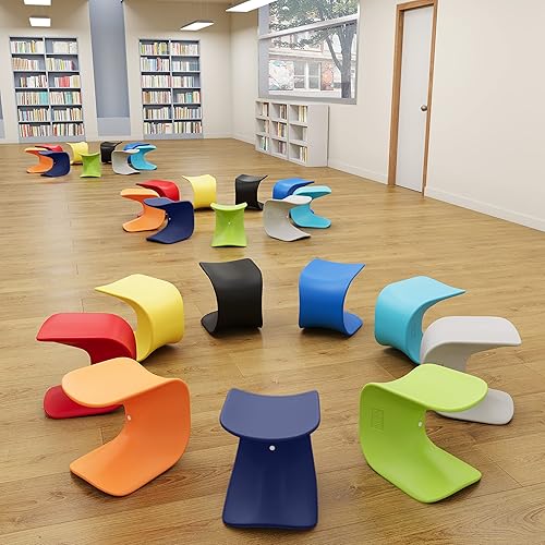 Miniatura 2 de ECR4Kids Asiento ondulado, altura del asiento de 14 a 15.1 pulgadas, taburete de perca, azul marino, paquete de 2