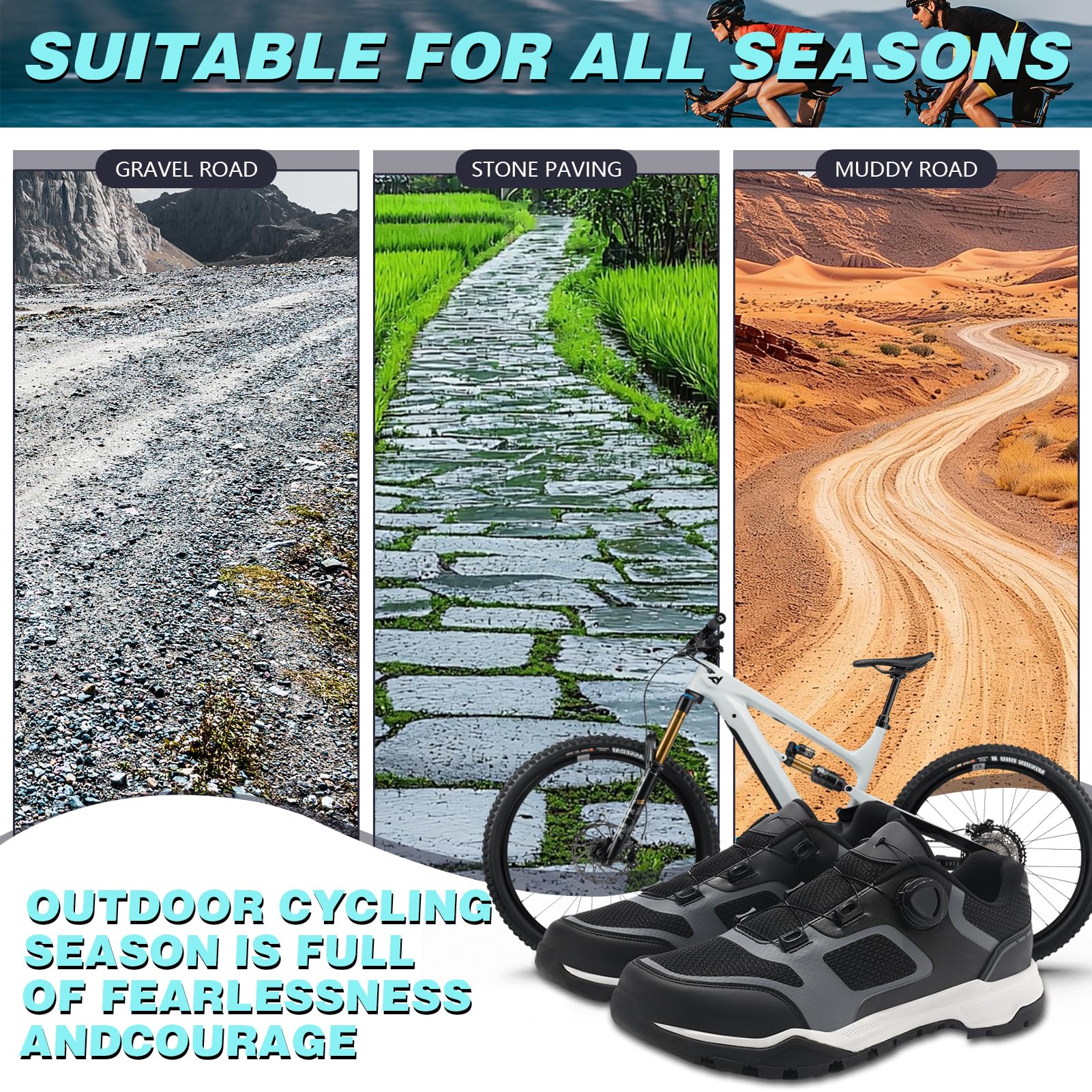 LZQpearl Herren Pro Fahrradschuhe, Unisex Mountainbike Schuh, Kompatibel mit Allen SPD Pedalplatten, Outdoor MTB Fahrradstiefel für Männer und Damen