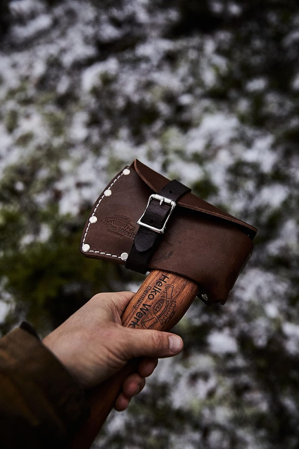 1844 Helko Werk Germany Leather Axe Sheath - Brown Leather, Single Compartment, 36 Inches, Open Top