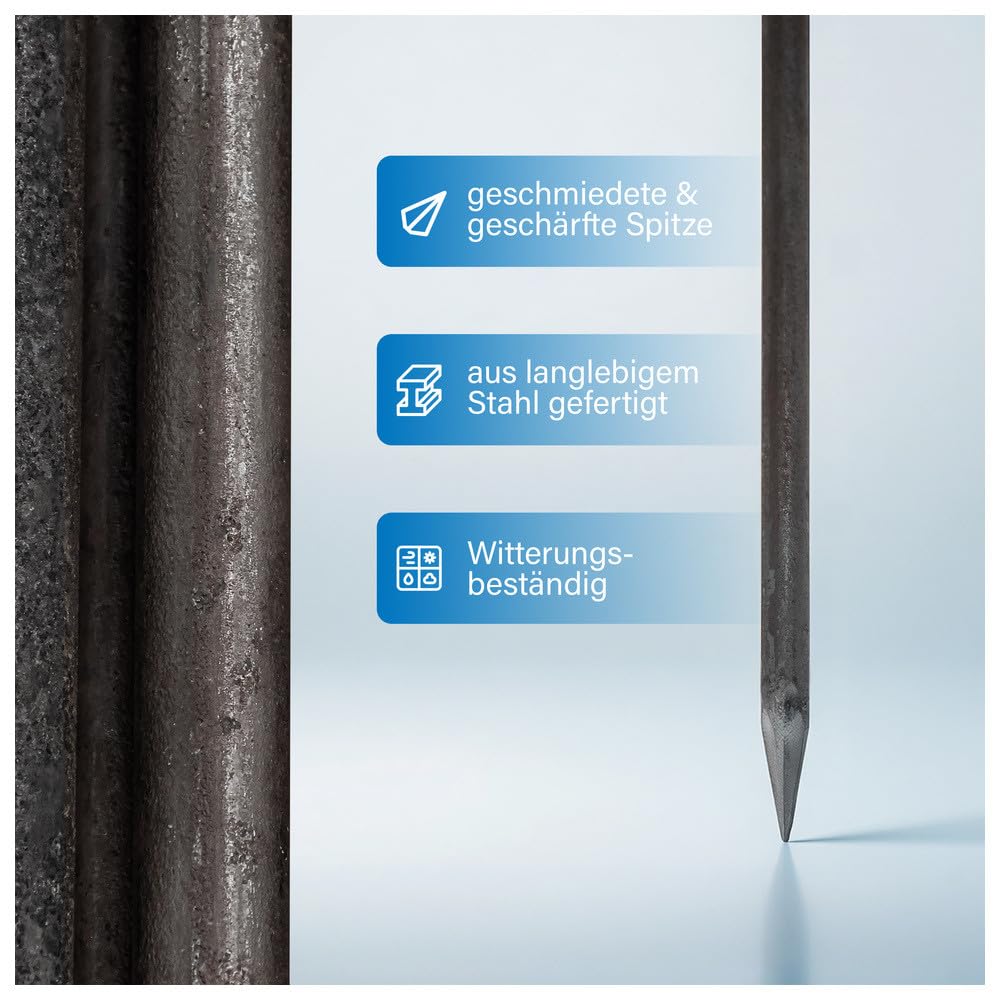 Dönges Schnureisen 10 Stück Ø 16mm x 800mm I Schnurpfahl für Garten- und Landschaftsbau I gefertigt aus europäischem Stahl | verwendbar als Bodenanker für Mauerschnüre