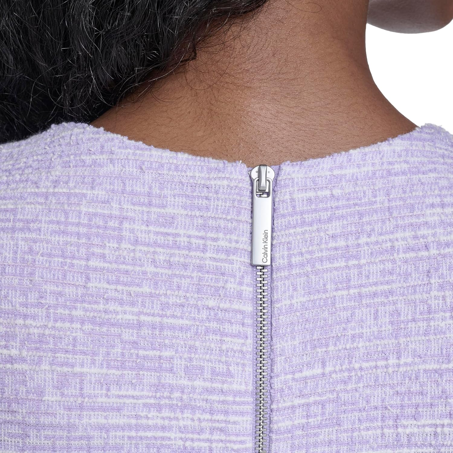 Calvin Klein Women's Short Sleeve Round Neck Tweed Sheath Dress