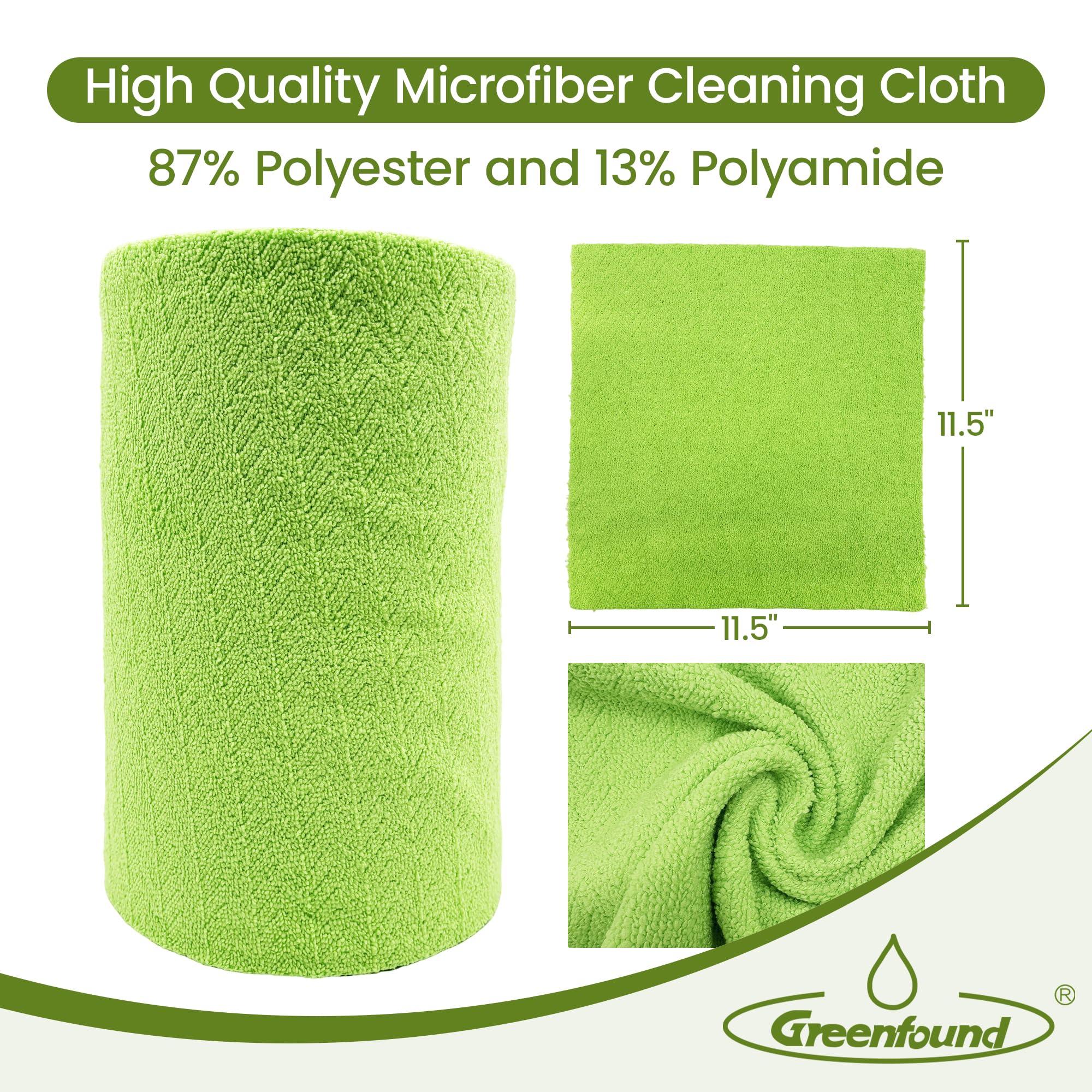 Greenfound Rollo de paño de limpieza de microfibra, paquete de 80, toallas de microfibra extraíbles para coche, toallas de papel reutilizables, lavables, absorbentes, sin pelusas, trapos de limpieza
