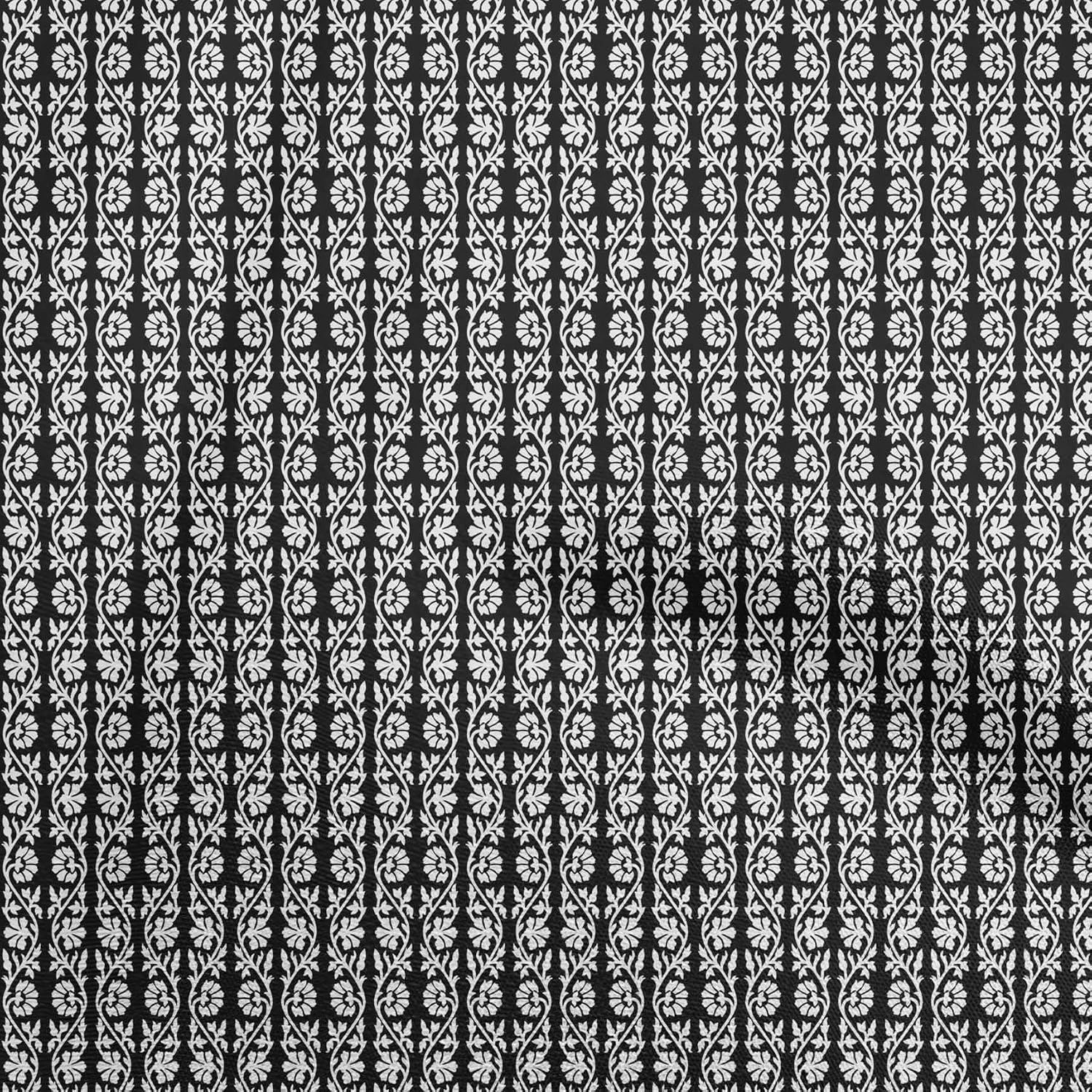 oneOone Cotton Flex Black Fabric Asian Block Sewing Material Print Fabric By The Yard 40 Inch Wide-4813