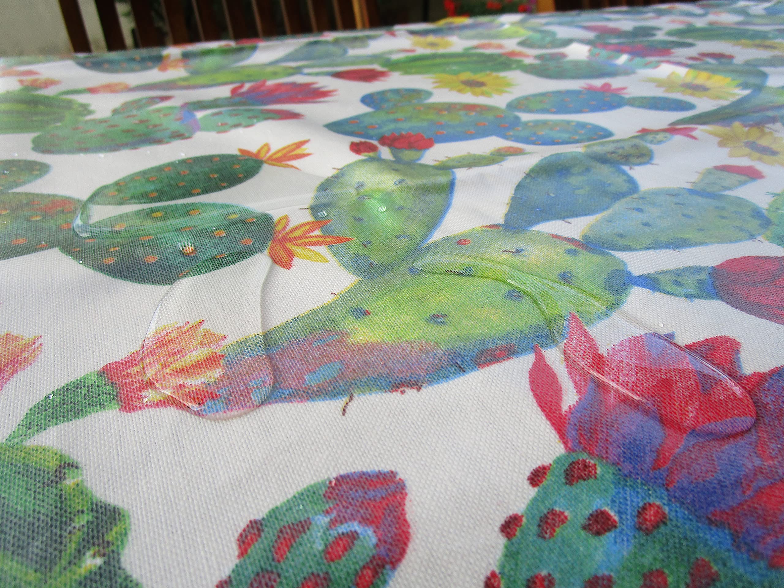 Mantel de algodón plastificado con diseño de cactus 100 % impermeable - Todas las medidas - Fabricado en Italia - Dimensiones: 140 x 180 cm