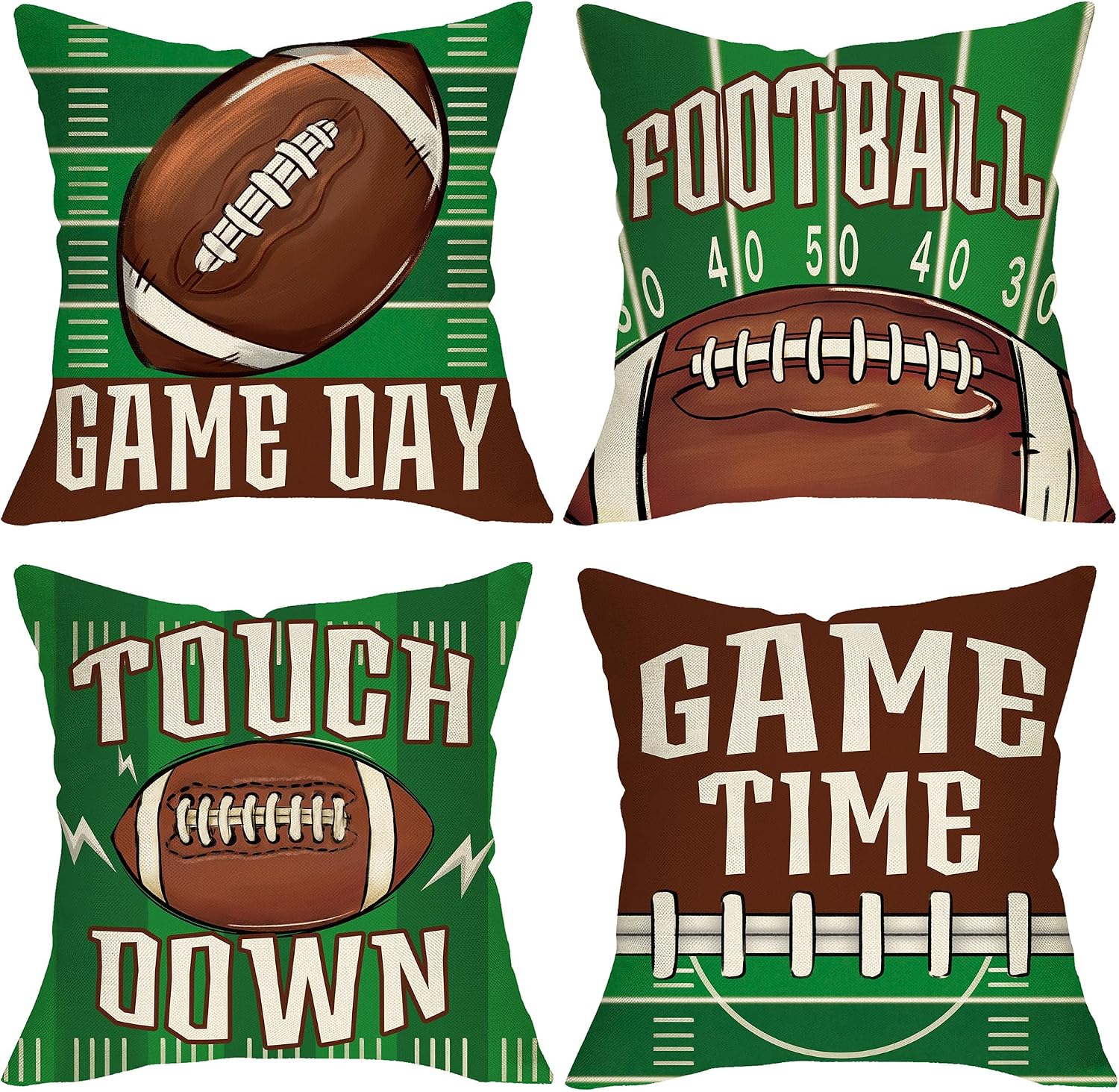 Football Decorative Throw Pillow Covers 20 x 20 Set of 4