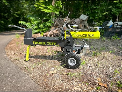 Timber Tuff Gas Powered 20 Ton Wood Log Splitter, Portable Machine for Cutting Firewood, Kindling, 7 HP