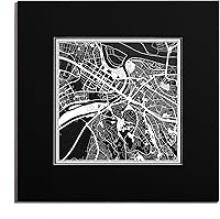 Vista 45 de O3 Design Studio Mapa de corte de papel Madrid negro mate de 20 x 20 pulgadas