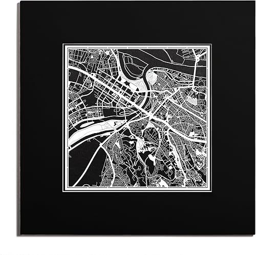 Miniatura 45 de O3 Design Studio Mapa de corte de papel Madrid negro mate de 20 x 20 pulgadas