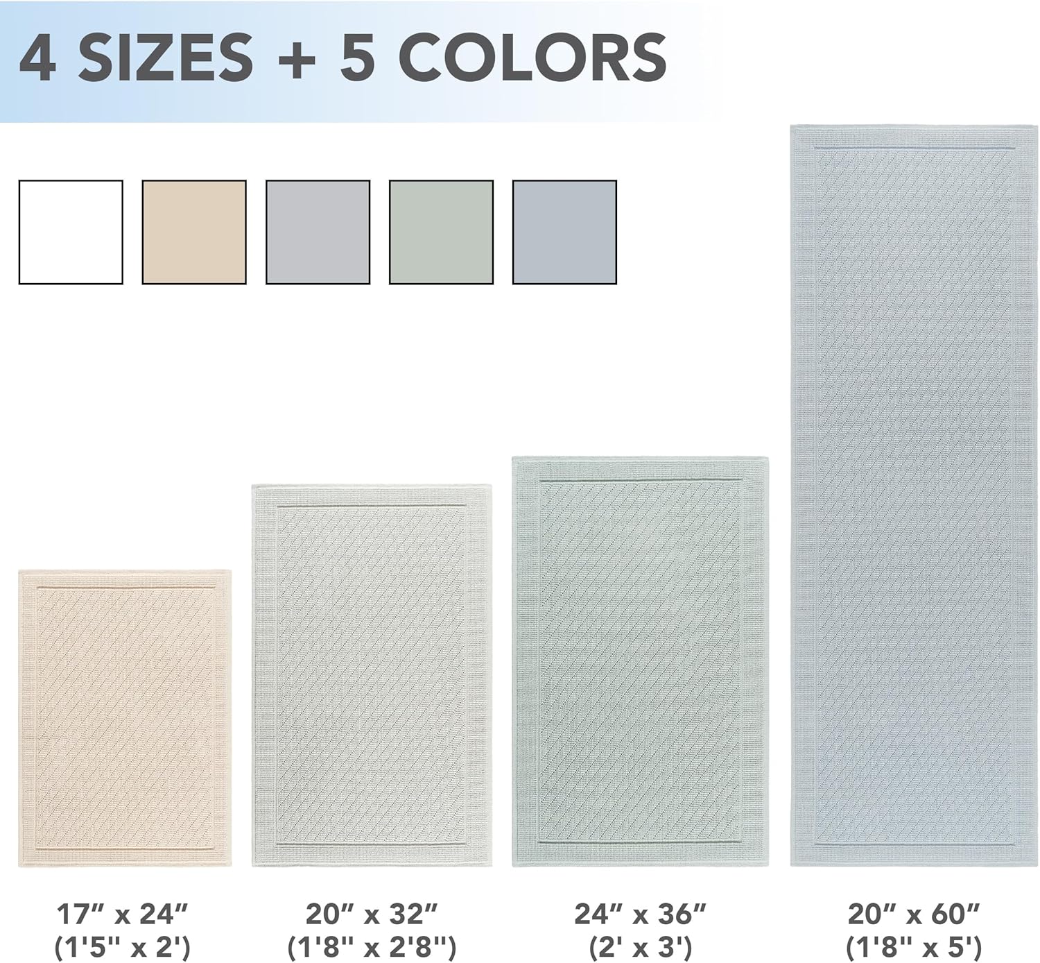 Arkwright 100% Cotton Bathroom Rug - High Absorbent Stylish Textured Woven Design Bath Mat, Slip Resistant Backing for Shower and Bathtub Floor, 20x32 in - Beige - Image 5